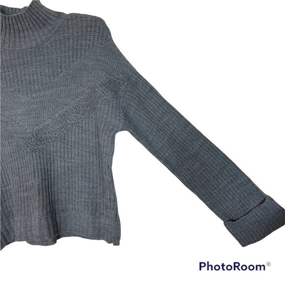 Express Gray Knit Mock Neck Pullover Sweater W/ Wide Cuff Sleeves XS - Picture 5 of 10